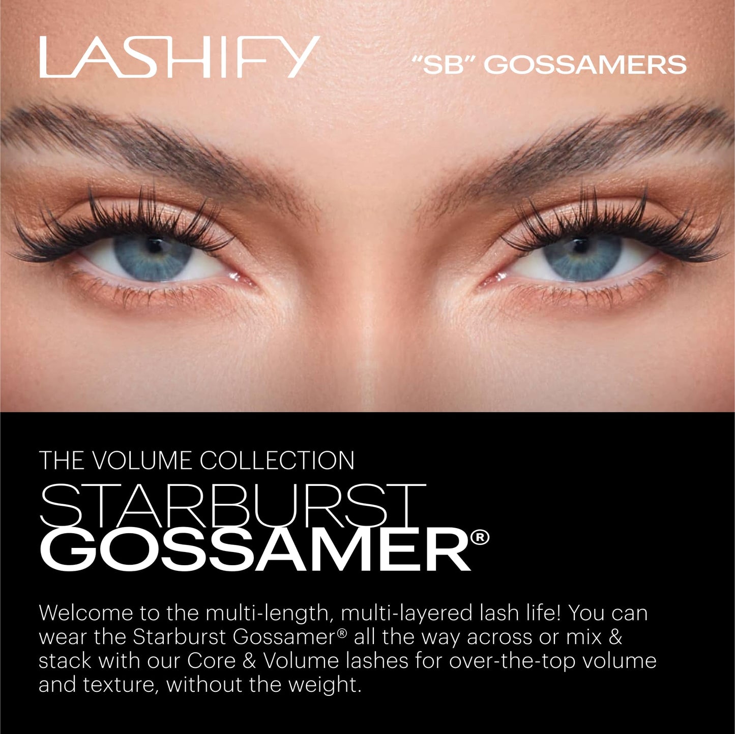 Lashify Star Burst 14mm Gossamer DIY Eyelash Extensions Refill, The Ultimate Multi-Length Multi Layered Lash, Black, Easy False Lashes