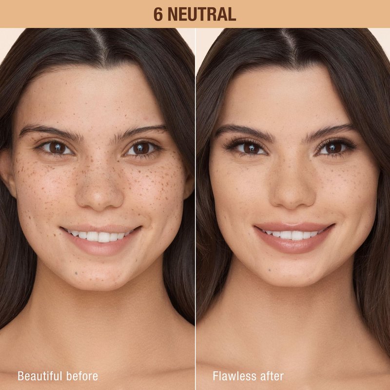 Charlotte Tilbury Airbrush Flawless Matte Foundation - Full Coverage Liquid Makeup with a Natural-Matte Finish - Smoothes & Blurs Pores - Waterproof & Transfer Resistant - 6 Neutral