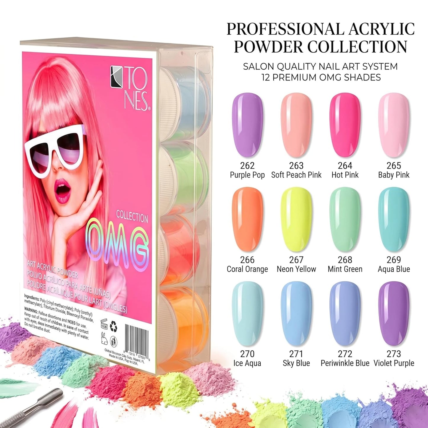 Acrylic Nail Powder Collection - Professional Salon Grade Formula for Long-Lasting Wear | 12 Premium Shades for French Tips & Seamless Sculpting