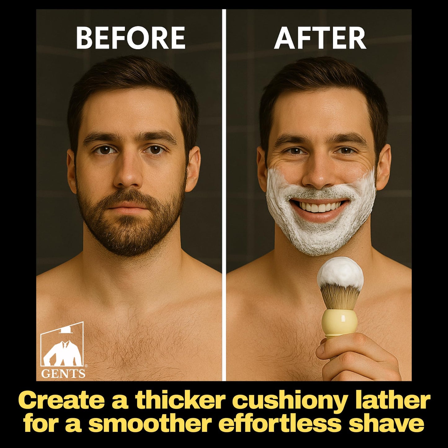 GENTS Heavy Duty Ceramic Shaving Set – Classic Grooming and Beard Shaving Kit for Men, Ceramic Shave Mug, 3 oz Natural Shaving Soap and Shaving Brush