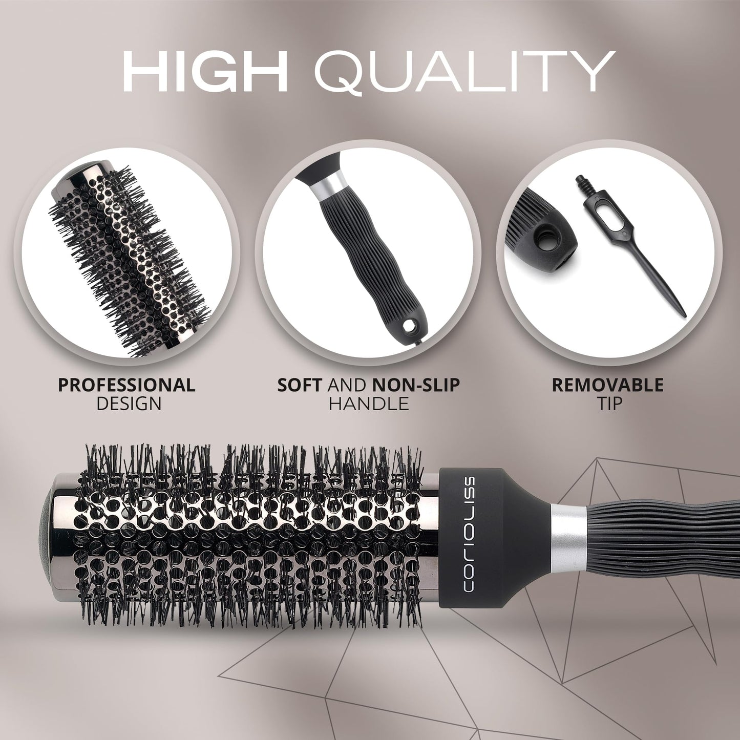 Corioliss | Hair Brushes for Women | Professional Titanium Round Barrel Ionic Hair Brush | Ideal for Styling Every Kind of Hair 43 MM
