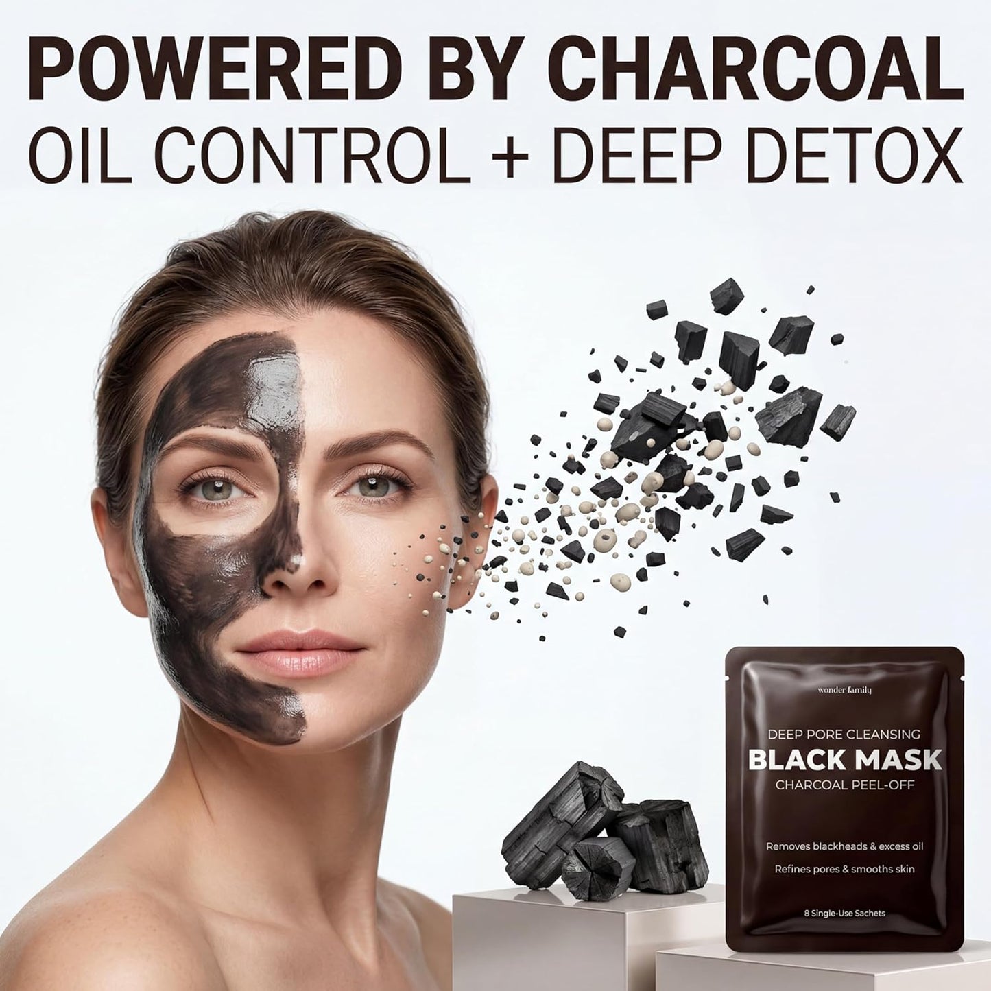 Activated Charcoal Peel Off Face Mask - Korean Blackhead Remover for Nose & Face | Pore Cleaner & Skincare Gift Set