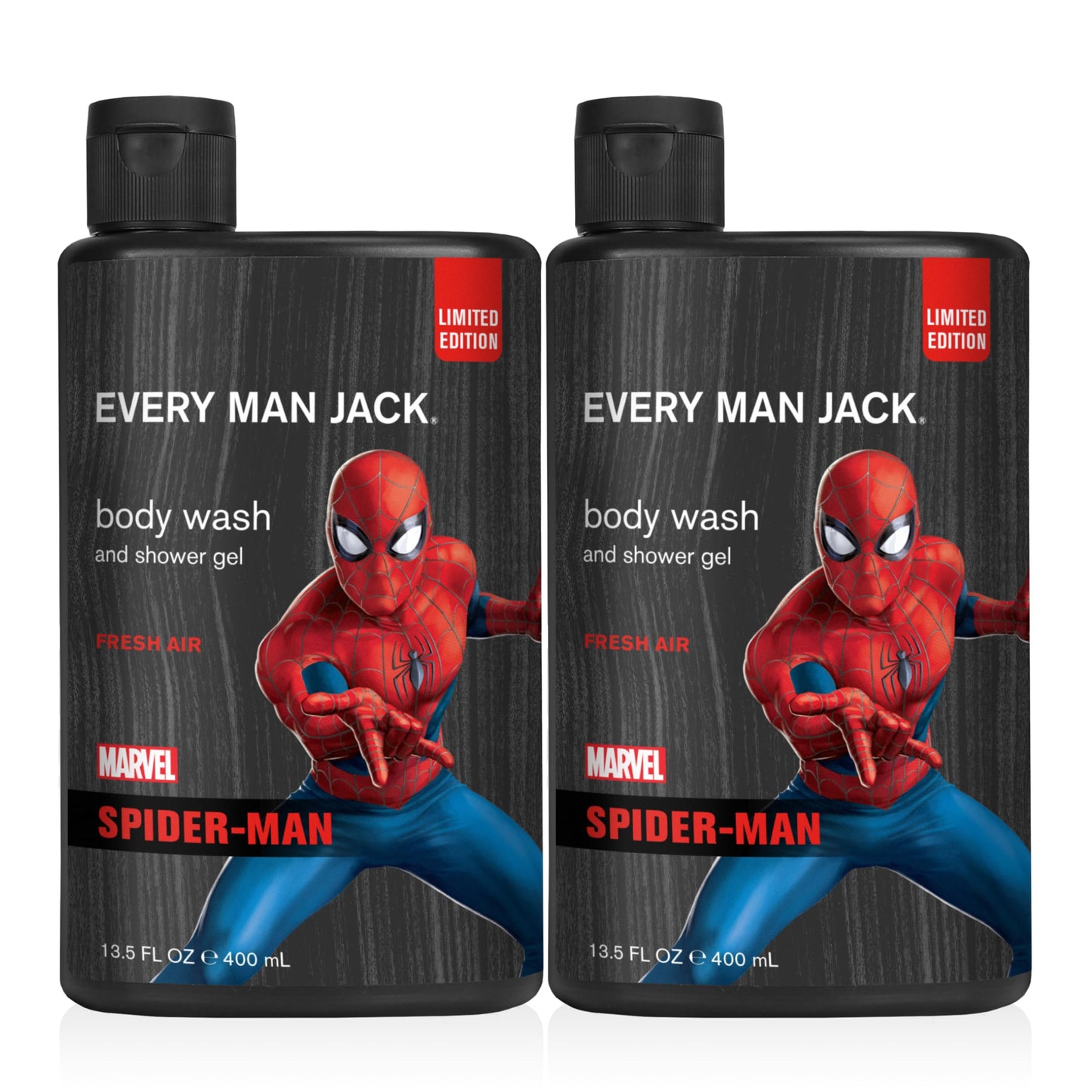 Every Man Jack Spider-Man Body Wash Gift for Men – Naturally Derived, Paraben & Dye Free – 13.5 fl oz (2 Pack)