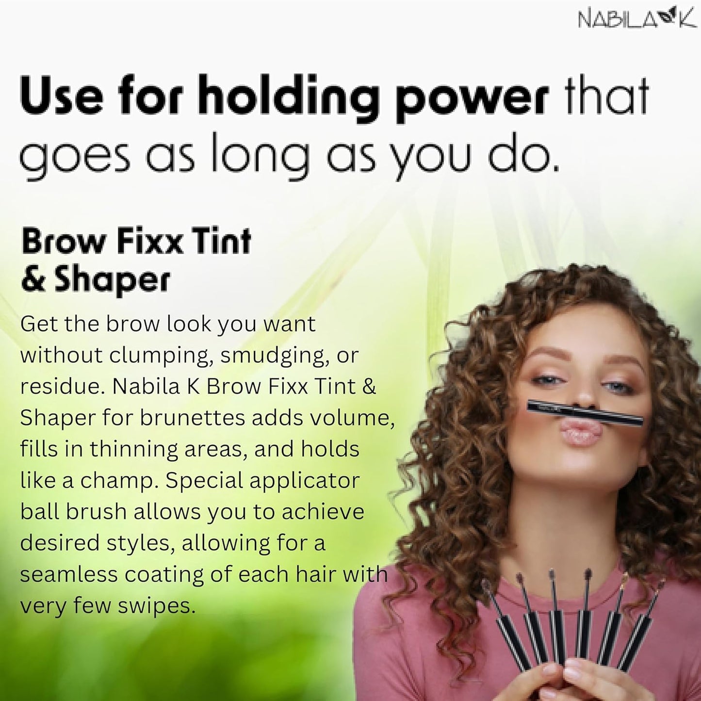 Nabila K Brow Fixx Tint & Shaper - Waterproof Brunette Eyebrow Gel for All | Travel Size 0.11 oz