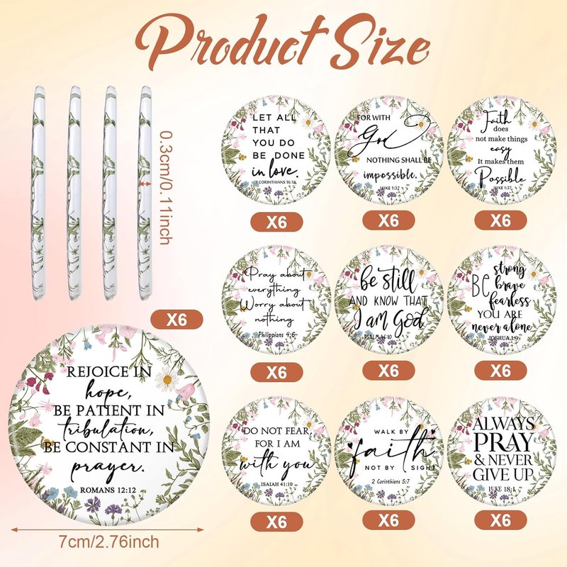 Christian Compact Mirrors - 60 Pcs Inspirational Bible Verse Pocket Mirrors | Wildflower Design for Women