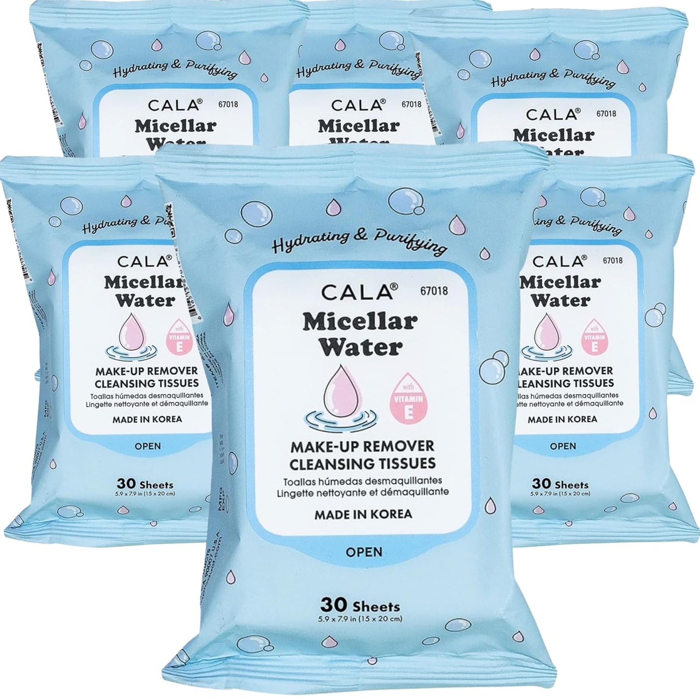 CALA Makeup Remover Cleansing Tissues - Micellar Water Wipes for Radiant Skin | 30 Hydrating Sheets, Safe for All Skin Types