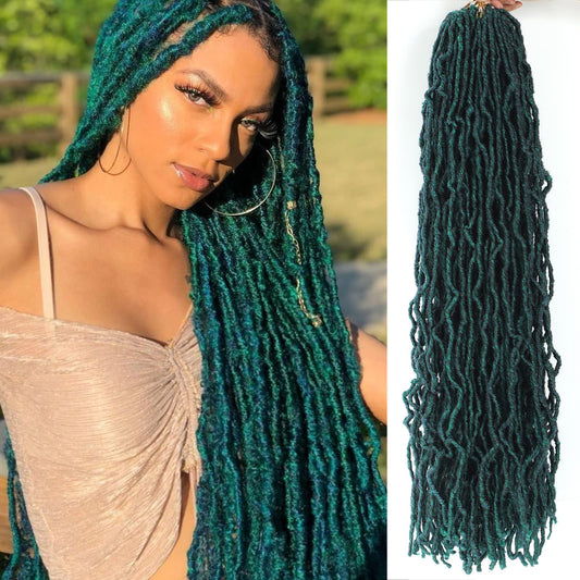 Alrence Faux Locs Crochet Hair 36 Inch 7 Packs Soft Locs Pre-looped Green