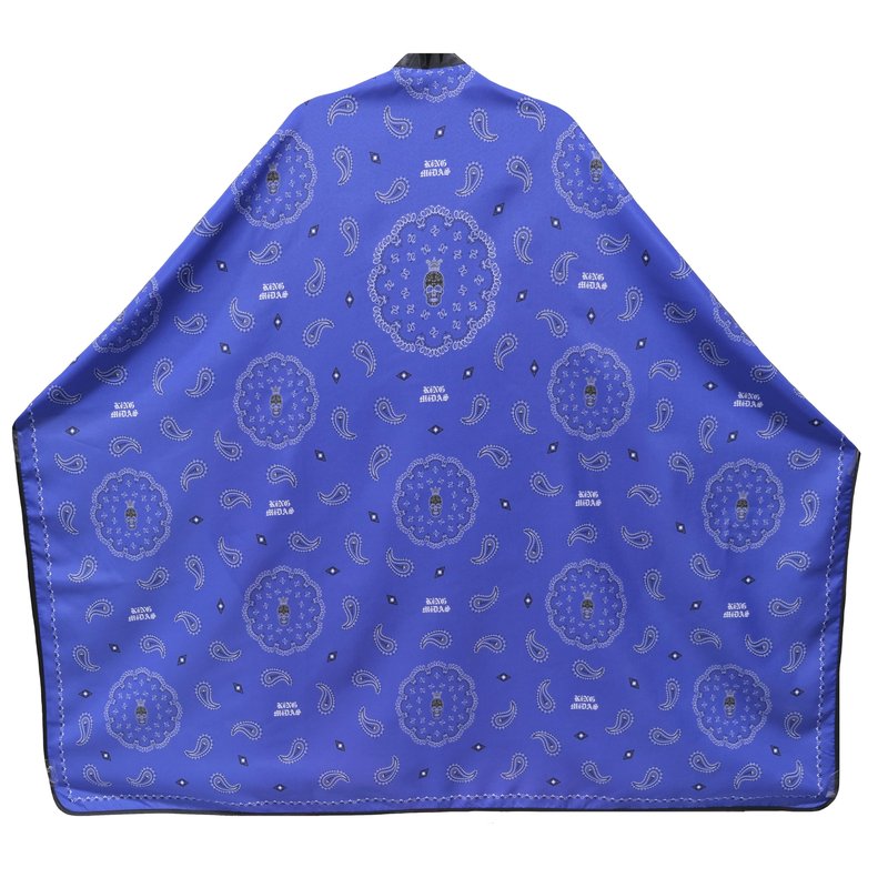 King Midas Barber Hair Cutting Cape for Men & Women - Adjustable Neck Hair Cape for Haircuts with Snap Button, Bandana Barber Cape - Paisley – Blue