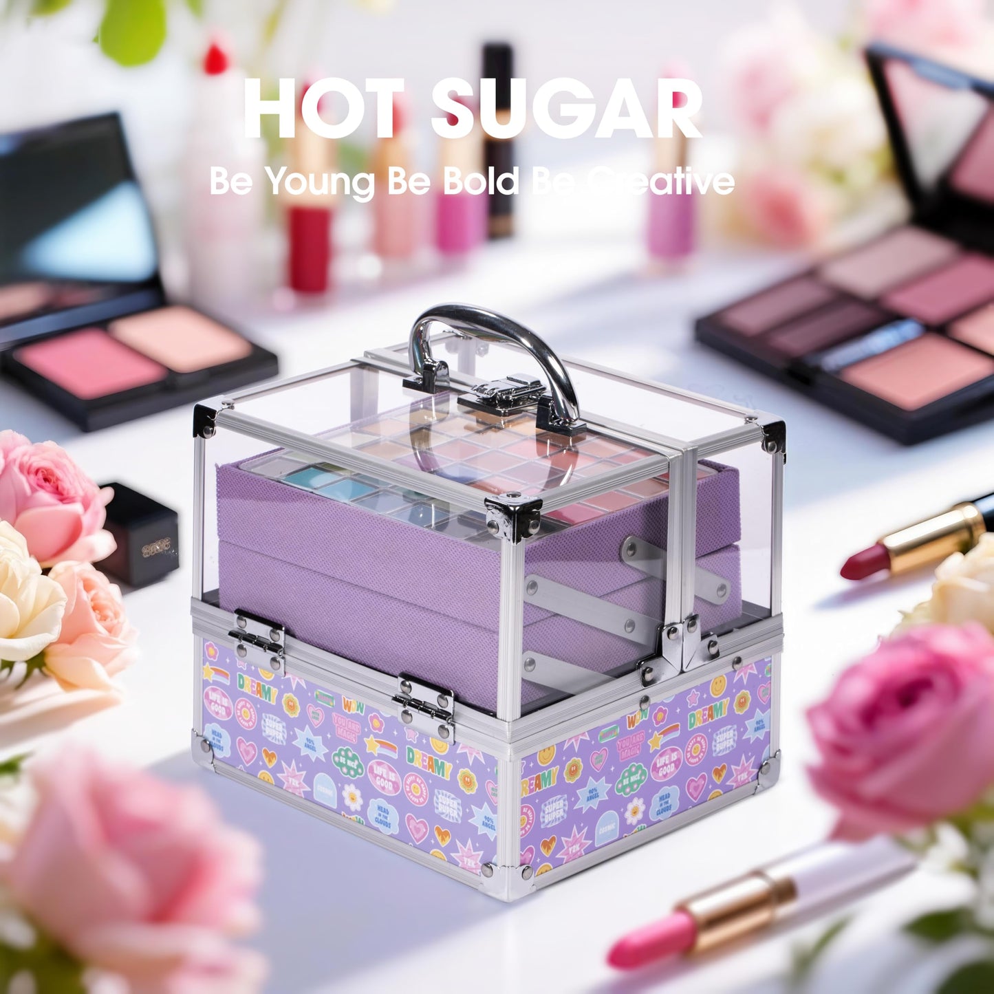 Hot Sugar Make Up Kit for Girls 13-15, Beauty Box for Birthday Parties Makeovers & Christmas (Sticker)