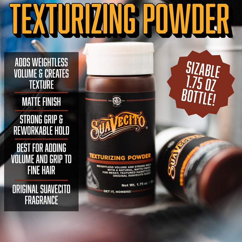 Suavecito Texturizing and Volumizing Hair Styling Powder with Shine Free Matte Finish and Strong Hold - No Mess, Oil Absorbing, Long Lasting - 1.75 oz