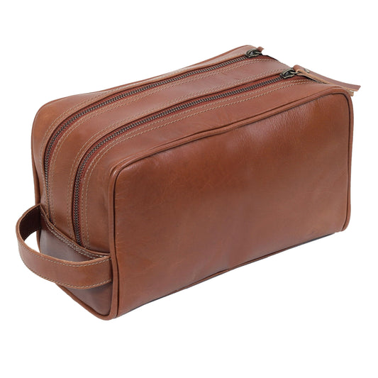 VC VINTAGE COUTURE Genuine Leather Toiletry Bag for Men - Extra Large Leather Men's Toiletry Bag for Traveling Hanging, Real Leather Dopp Kit for Men Brown Leather Shaving Bag for Travel (Tan Brown)