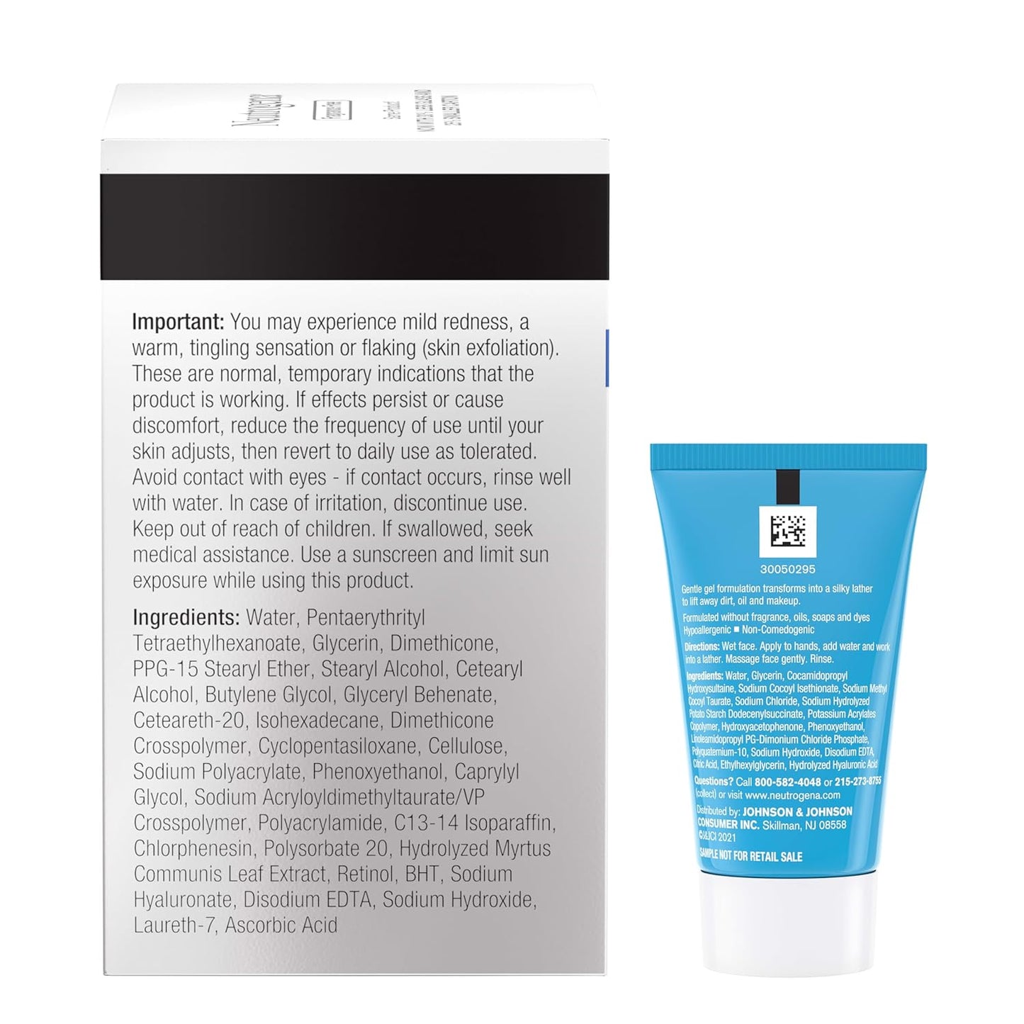 Neutrogena Rapid Wrinkle Repair Retinol Face Moisturizer - Anti-Aging Cream with Hyaluronic Acid | 1.7 oz + Hydro Boost Cleanser 0.5 fl. oz