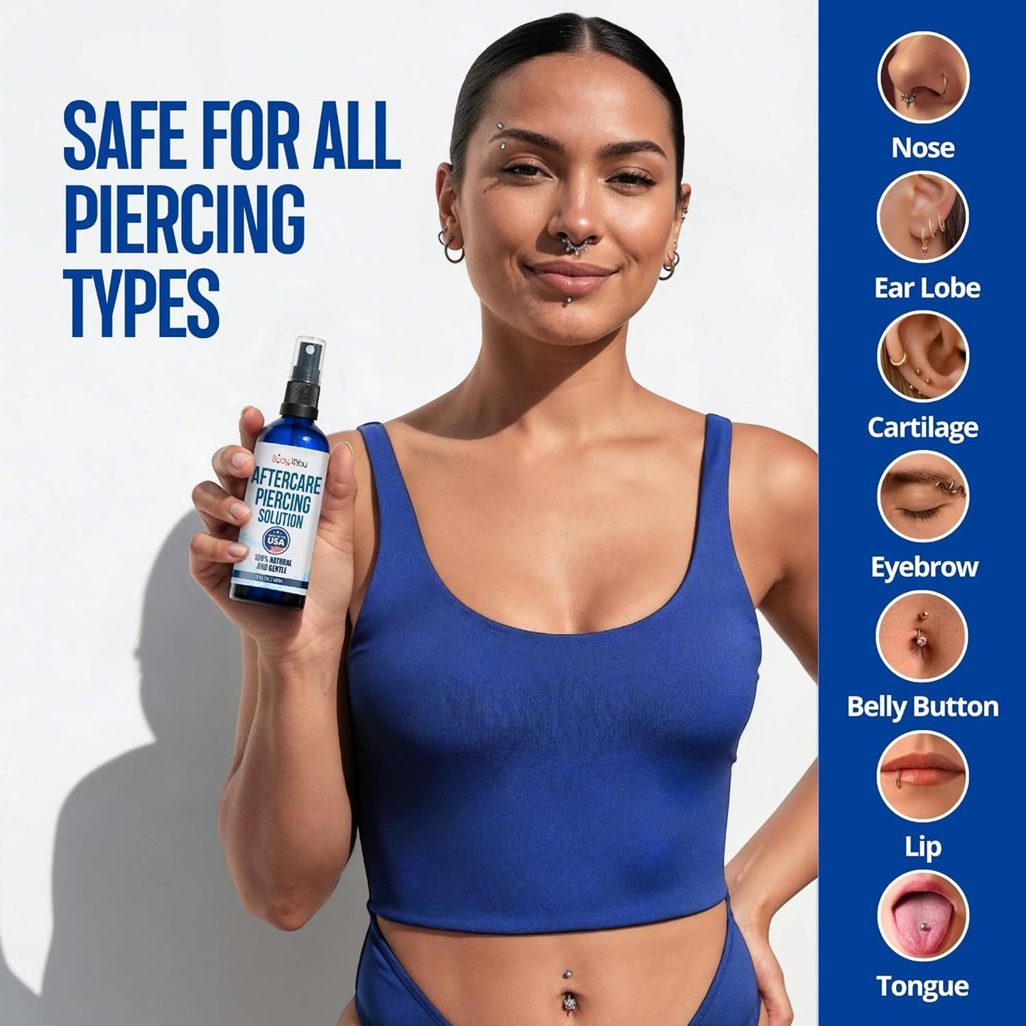 BodyJ4You Piercing Aftercare Spray - Sterile Saline Solution for Wound Care | Keloid Bump & Cartilage Treatment - 2 Fl Oz (Pack of 3)