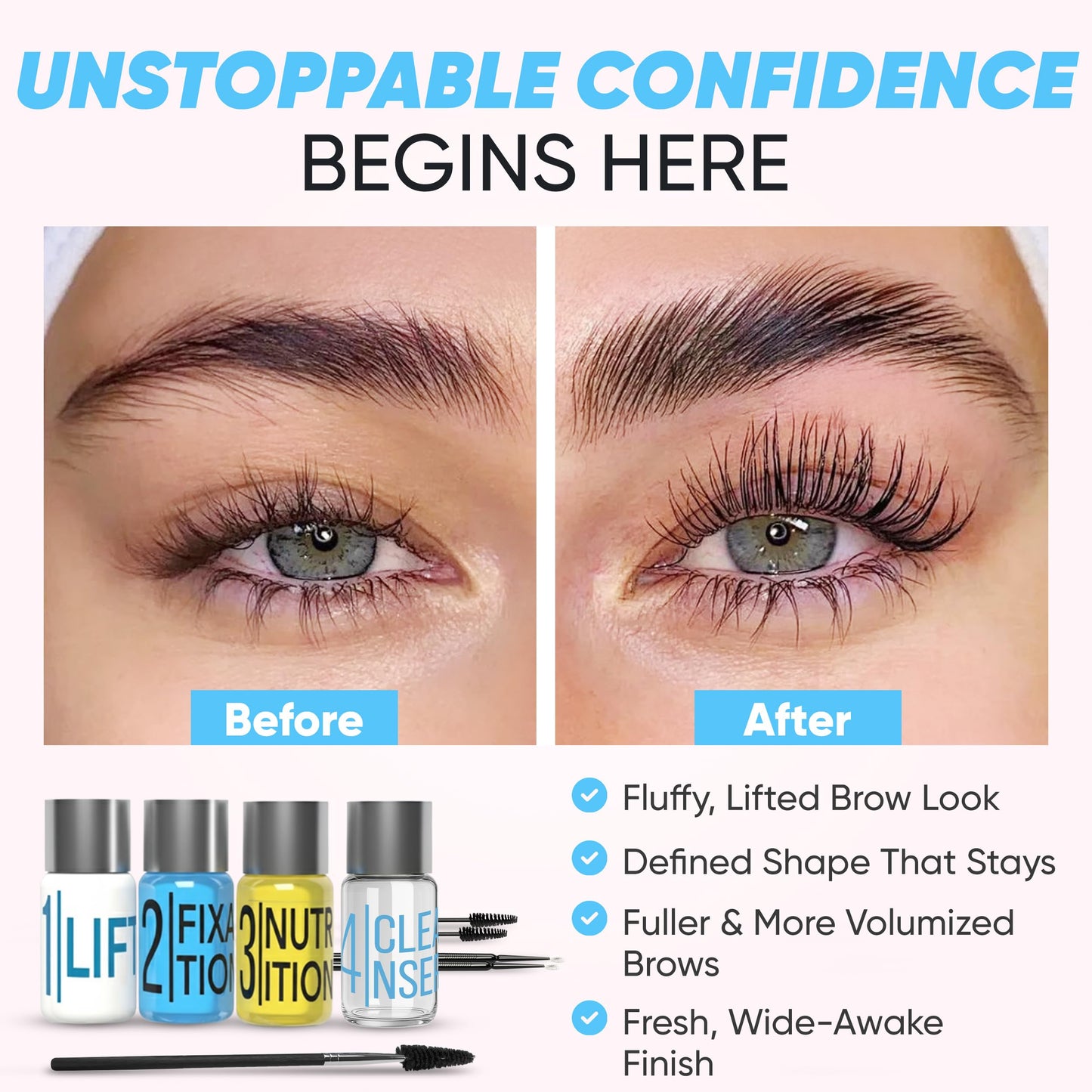 Elevate the Beauty At Home Brow Lamination Kit | Eyebrow Lamination Kit for DIY Use | Long-Lasting Brow Lift Results for Fuller, Defined Brows | Easy 4-Step System with Tools & Video Guide Included