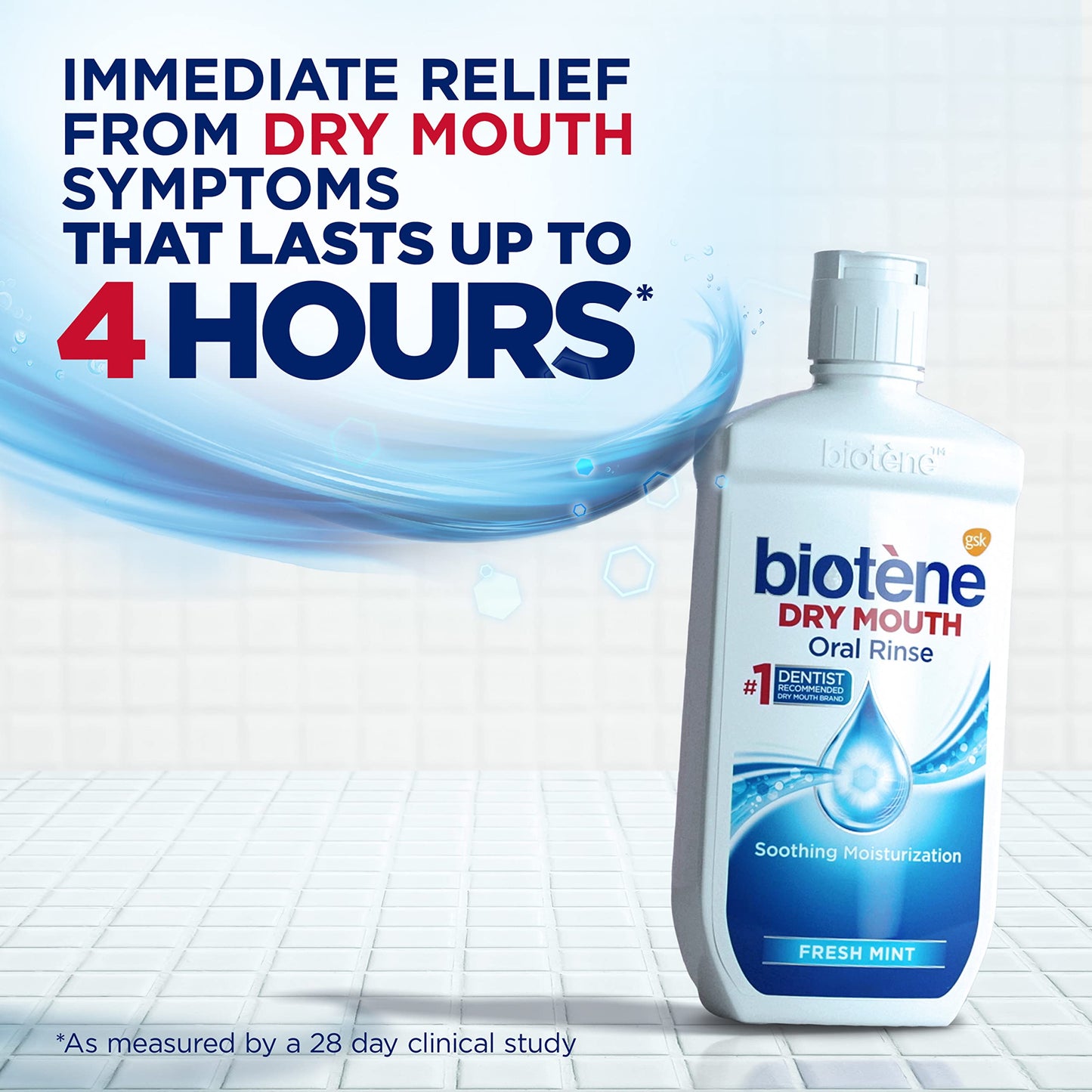 biotène Oral Rinse Mouthwash for Dry Mouth, Breath Freshener and Dry Mouth Treatment, Fresh Mint - 33.8 fl oz (Pack of 2)