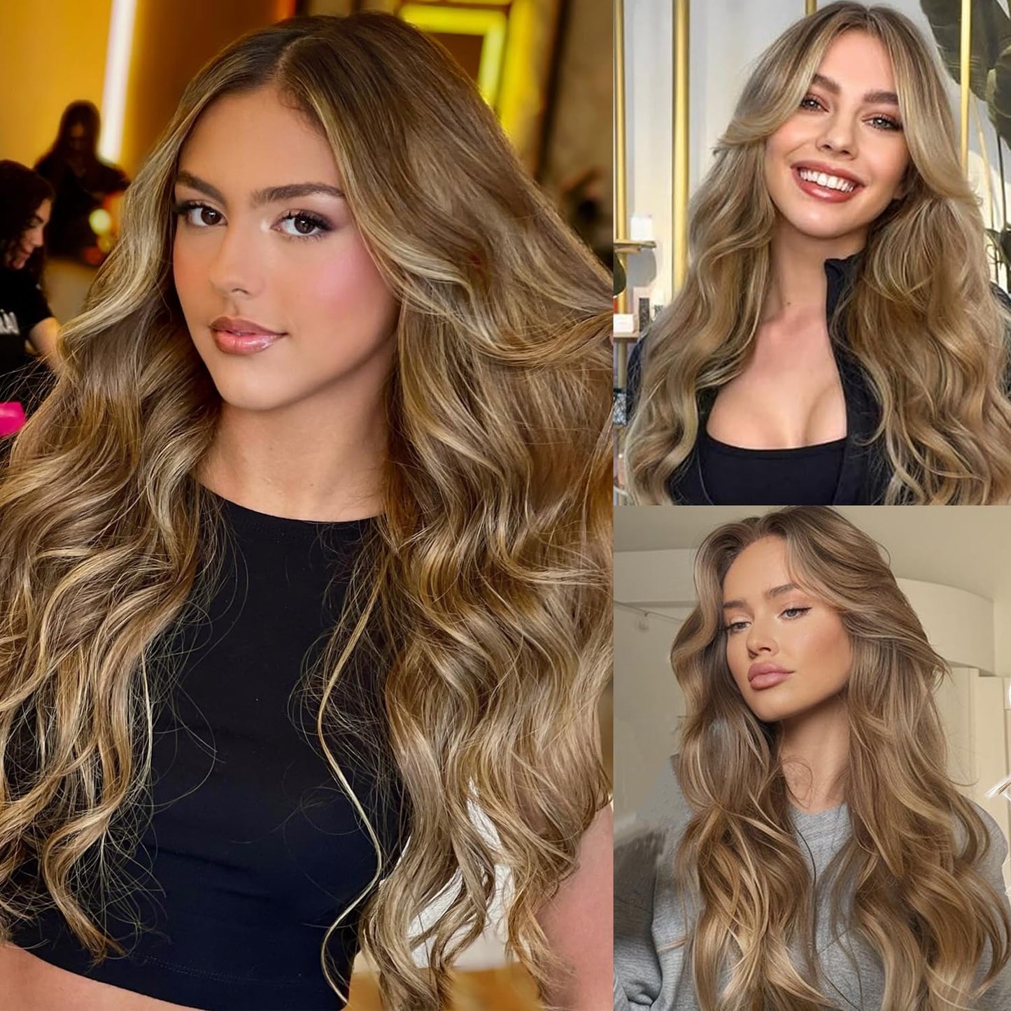Blonde Lace Front Wig - 13x4 Long Wavy Synthetic Hair with Ash Blonde Tips | 26 Inch Pre-Plucked Natural Hairline for Daily & Party Use