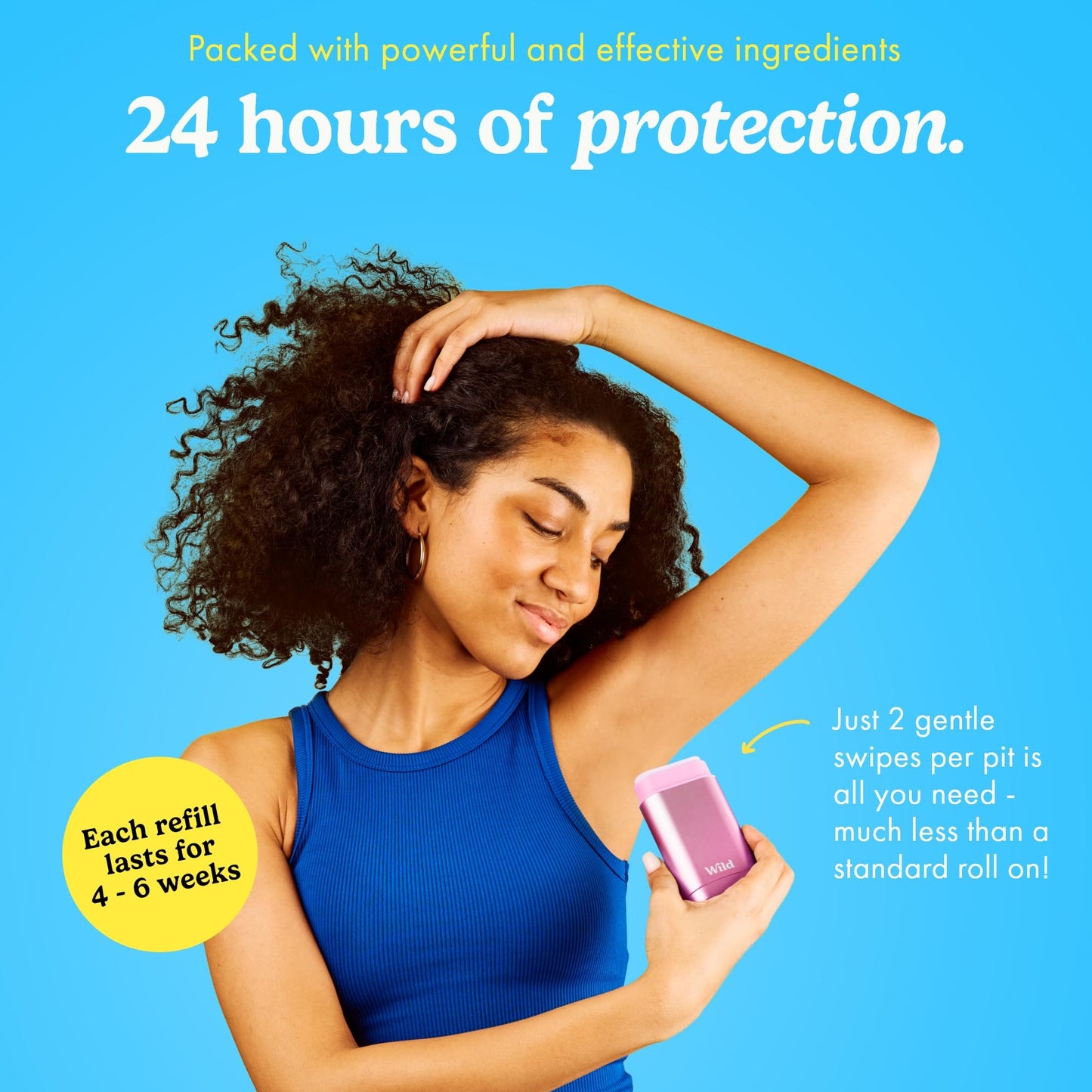 Wild Aluminum Free Natural Deodorant Starter Kit - Refillable Pink Case - Natural Ingredients & 24 Hour Odor Protection - Women's - Fresh Cotton and Sea Salt Scent - Case + 1 Refill