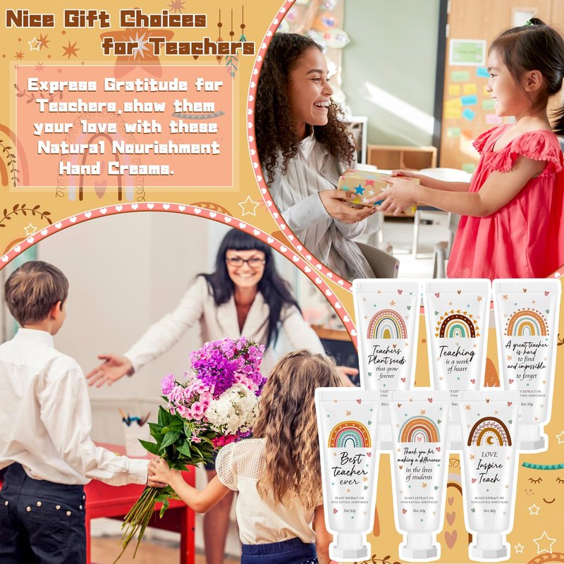 Dansib 36 Pcs Teacher Appreciation Gift Bulk Hand Cream Boho Rainbow Teacher Employee Staff Appreciation Hand Lotion Team Gift Bulk Travel Size Lotion Cream Moisturizing for Women Men Coworkers