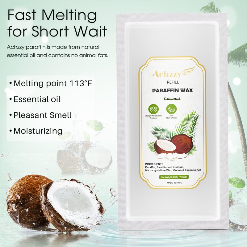 Achzzy Natural Paraffin Wax Refills, 12-Pack Paraffin Wax Blocks of Coconut Scent for Paraffin Bath, Paraffin Wax for Hand and Feet for Deep Hydration, Moisturizing and Nourish(Coconut)