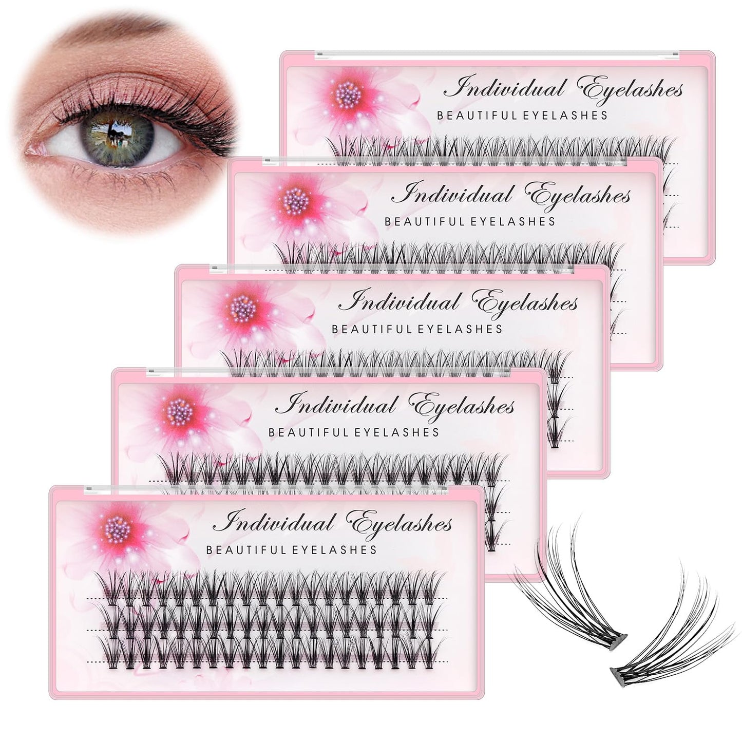 Bodermincer 20D 0.07mm Thickness 8-22mm To Choose Grafting False Eyelashes False Eyelashes Individual Natural Long Mink Fake Eyelashes Extension Handmade Bulk Wholesale (5 Packs-11mm)