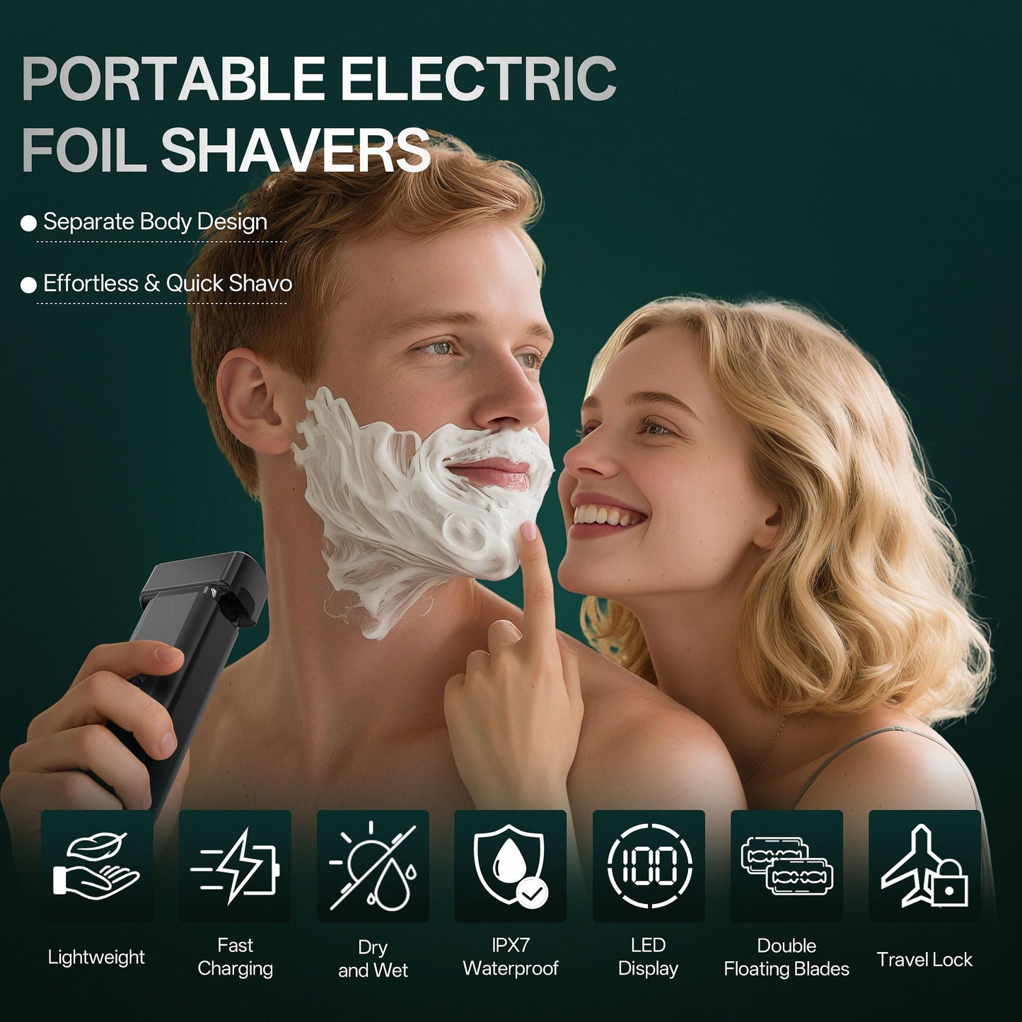 Electric Razor for Men Face,2 Adjustable Speeds Foil Shavers for Men for Beard/Face Beard Trimmer Waterproof Wet & Dry with 3 Floating Blade LED Display USB-C Fast Rechargeable for Travel Home