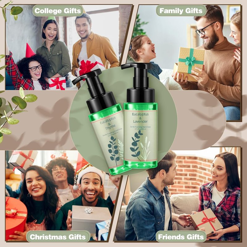 Eucalyptus Foaming Hand Soap - 6 Pack Moisturizing Liquid Foam | 8.75 Fl. Oz - Ideal for Kitchen & Bathroom