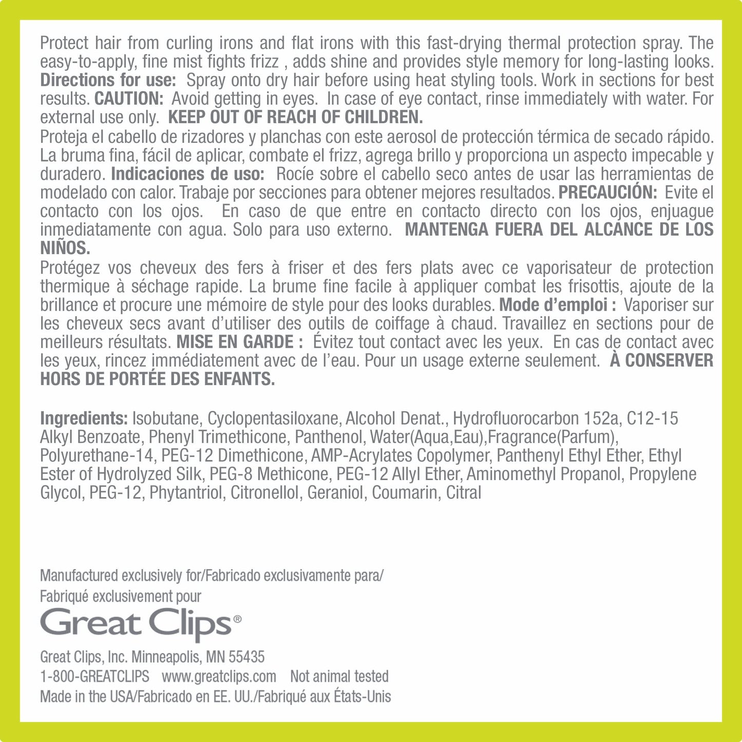 GREAT CLIPS Solutions Thermal Protection Spray, 6.5oz