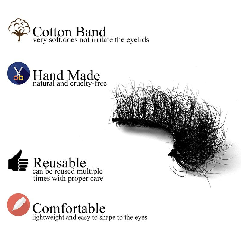 Fluffy Mink Lashes Miuhair False Eyelashes Natural Real Mink Lashes Fluffy Long 5D Dramatic Eyelashes for Women Full Lashes Durable Reusable Mink Eyelashes Messy Bomb1 pair