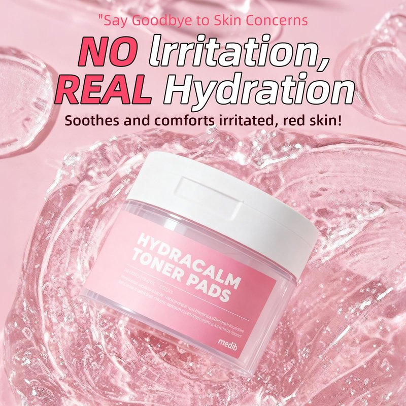 MEDB Hydracalm Toner Pads - 60 Counts Exfoliating Face Pads with BHA & PHA for Acne & Breakouts, 40% Centella Asiatica for Sensitive Skin, Hydrating, Alcohol-Free, Korean Skin Care