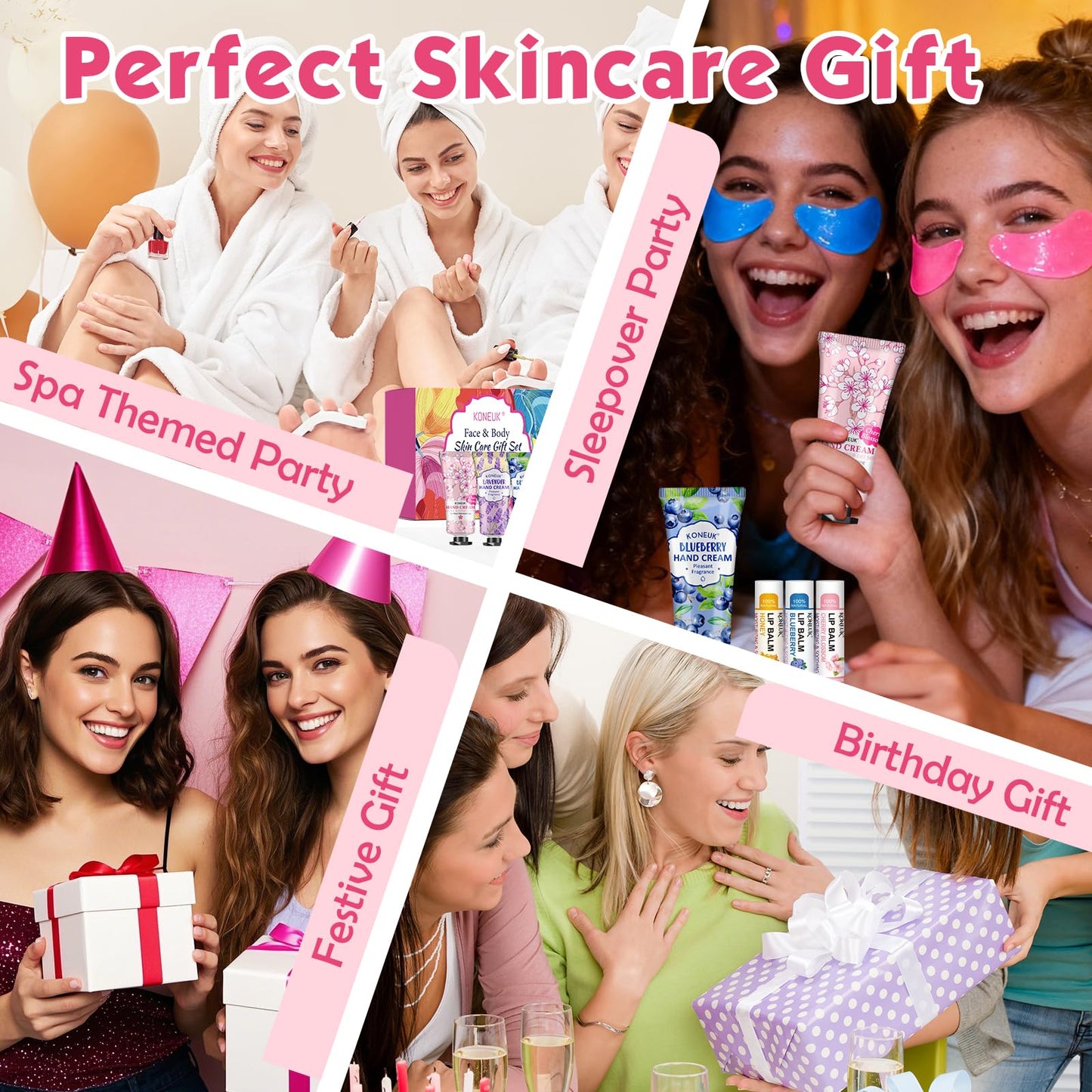 84 Pcs Bulk Gifts for Women,Teengirls, Under Eye Patches, Hand Creams Bulk & Lip Balms Bulk, Spa Party Supplies, Party Favors for Bridal Wedding, Sleepover Party, Thank You Gifts, Mini Spa Gift Set