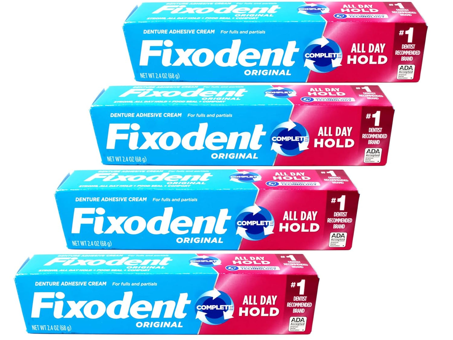 Fixodent Original Denture Adhesive Cream - Strong Hold, 2.4 oz | 4 Pack