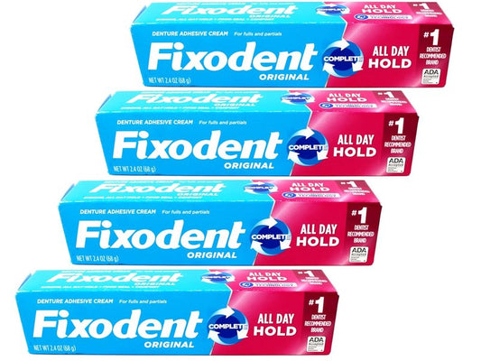 Fixodent Original Denture Adhesive Cream - Strong Hold, 2.4 oz | 4 Pack