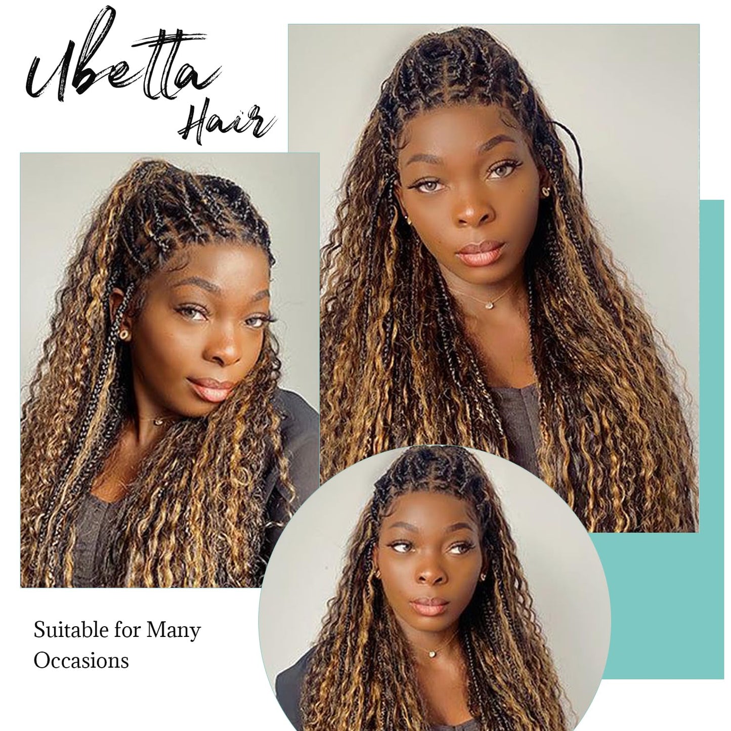4/27 Honey Blonde Human Braiding Hair Deep Water Wave Bulk Human Hair for Braiding Highlights Curly Braiding Hair Extensions for Boho Braids 14 Inch 2 Bundles 100G Wet and Wavy Human Hair Braiding