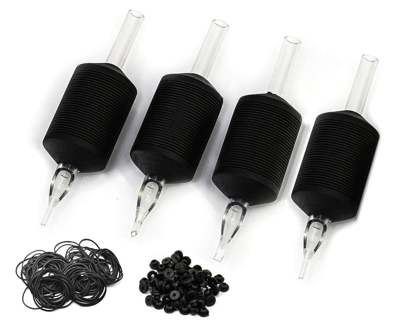 Clear Disposable Tubes - 25mm Ultra Premium with Black Silicone Grip | 25 Pack, Diamond Tip