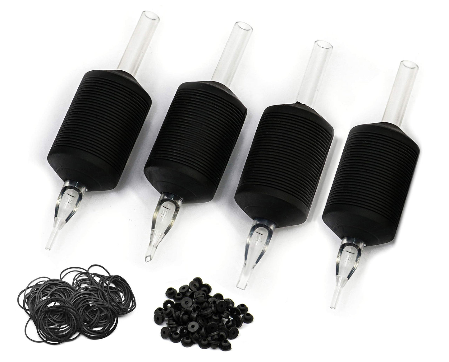 BEZTAT 25mm (1" Inch) Ultra Premium Clear Disposable Tubes w/Black Soft Silicone Grip- 25 Pack, Diamond Tip (9DT)