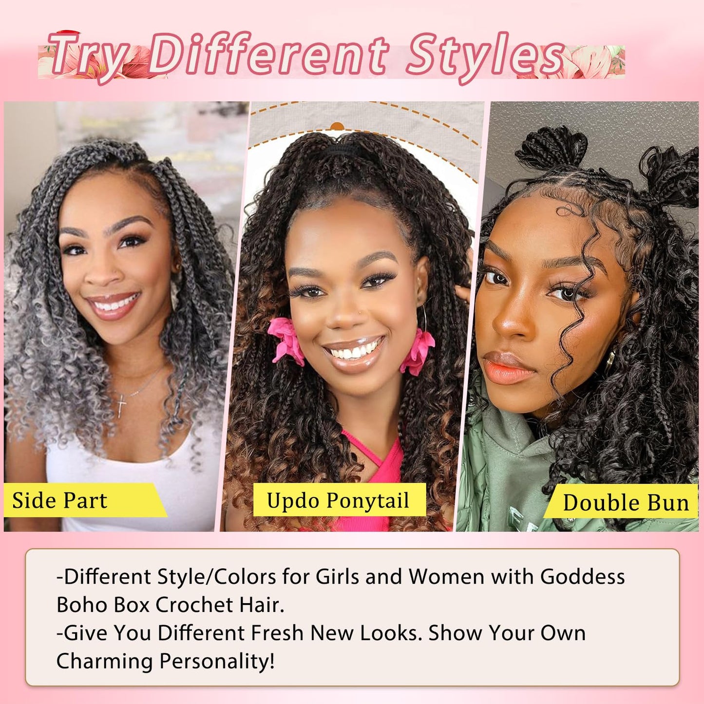 12 Inch Goddess Box Braids Crochet Hair for Black Women With Curl Ends 8 Packs Pre Looped Crochet 3X Bob Boho Box Braids Synthetic Twists Braiding Hair Extensions (12strands/pack;27/613#)