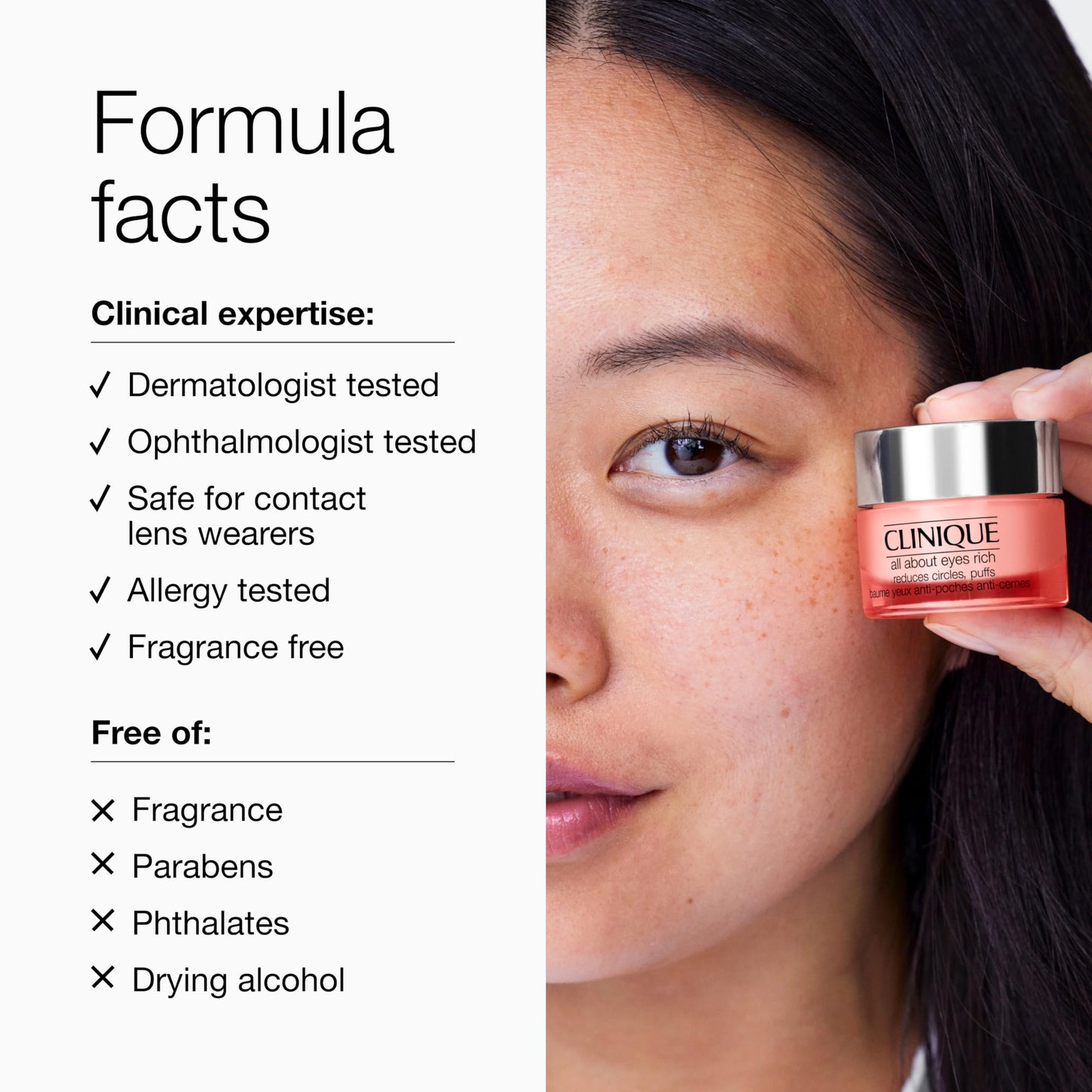 Clinique All About Eyes Rich Eye Cream For Dark Circles With Hyaluronic Acid | Hydrating, Brightening + Depuffing, Mini Travel Size, 0.5 Ounce