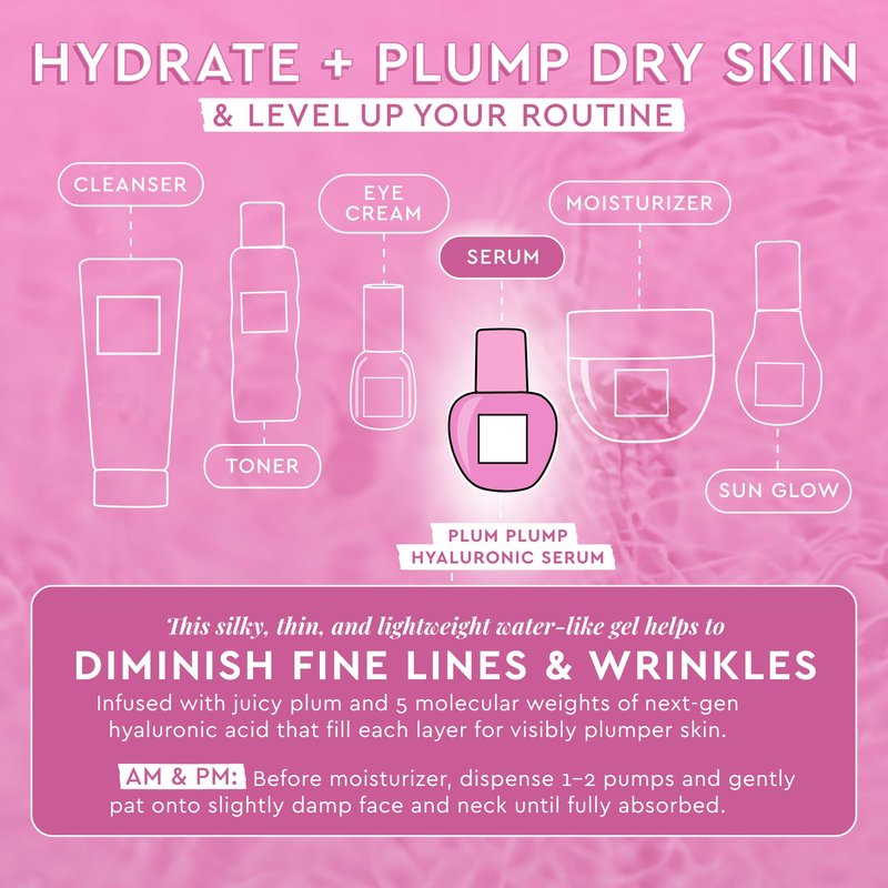 Glow Recipe Plum Plump Hyaluronic Acid Serum, Hydrating + Plumping Face Serum, Korean Serum with Vitamin B5, Barrier Support + Antioxidants, Vegan (30ml)