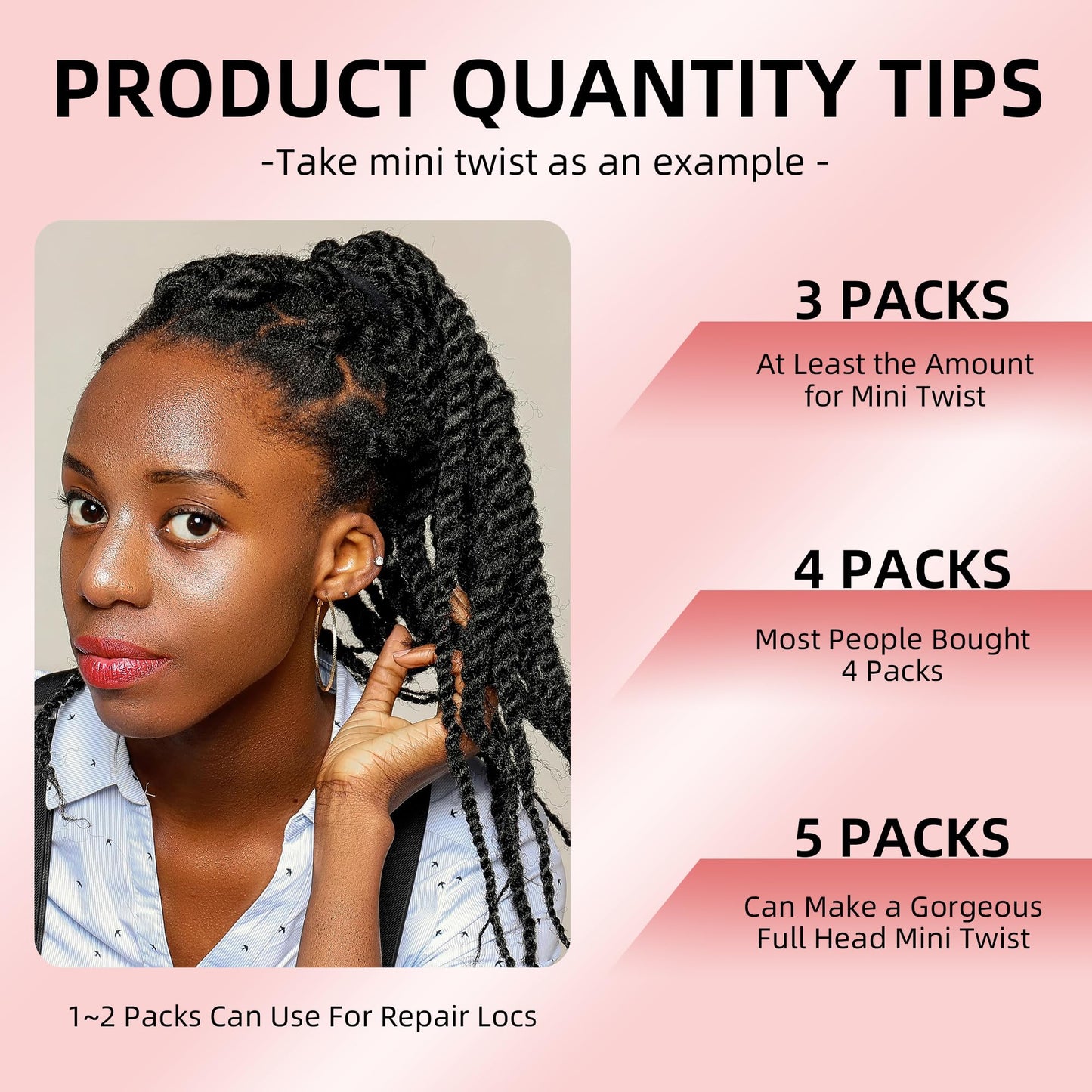 Stancia Afro Kinkys Bulk Human Hair, 14’’ Human Braiding Hair, 100% Human Hair Bundles for Dreadlocks Extensions Repair Locs, Twist Braiding (50g/pack)