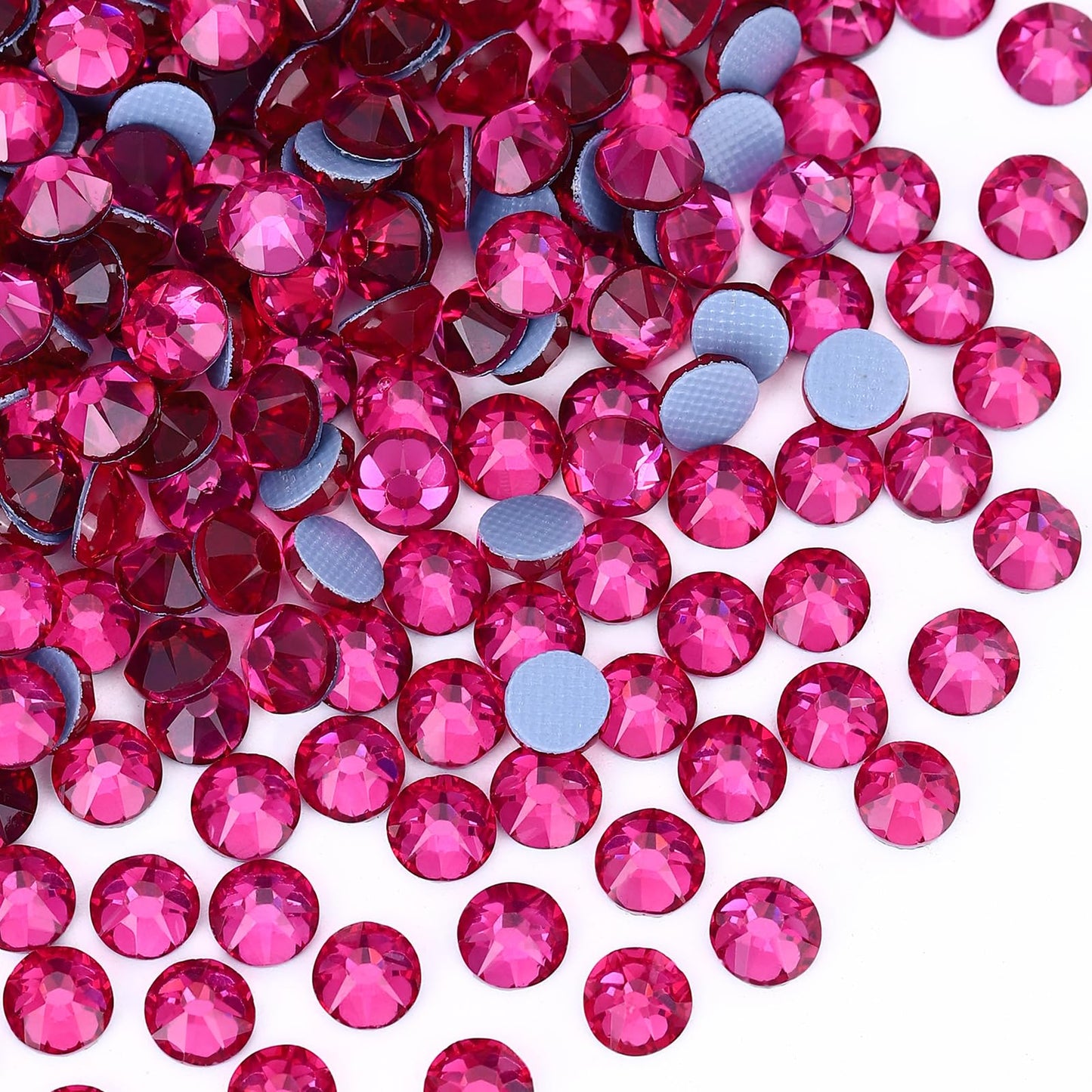 Novani Hotfix Rhinestones 1440pcs Fuchsia Round Iron on Rhinestone Style 2088 Sparkly Crystal Gemstones for Fabric and Crafting, SS20 (4.6-4.8mm)