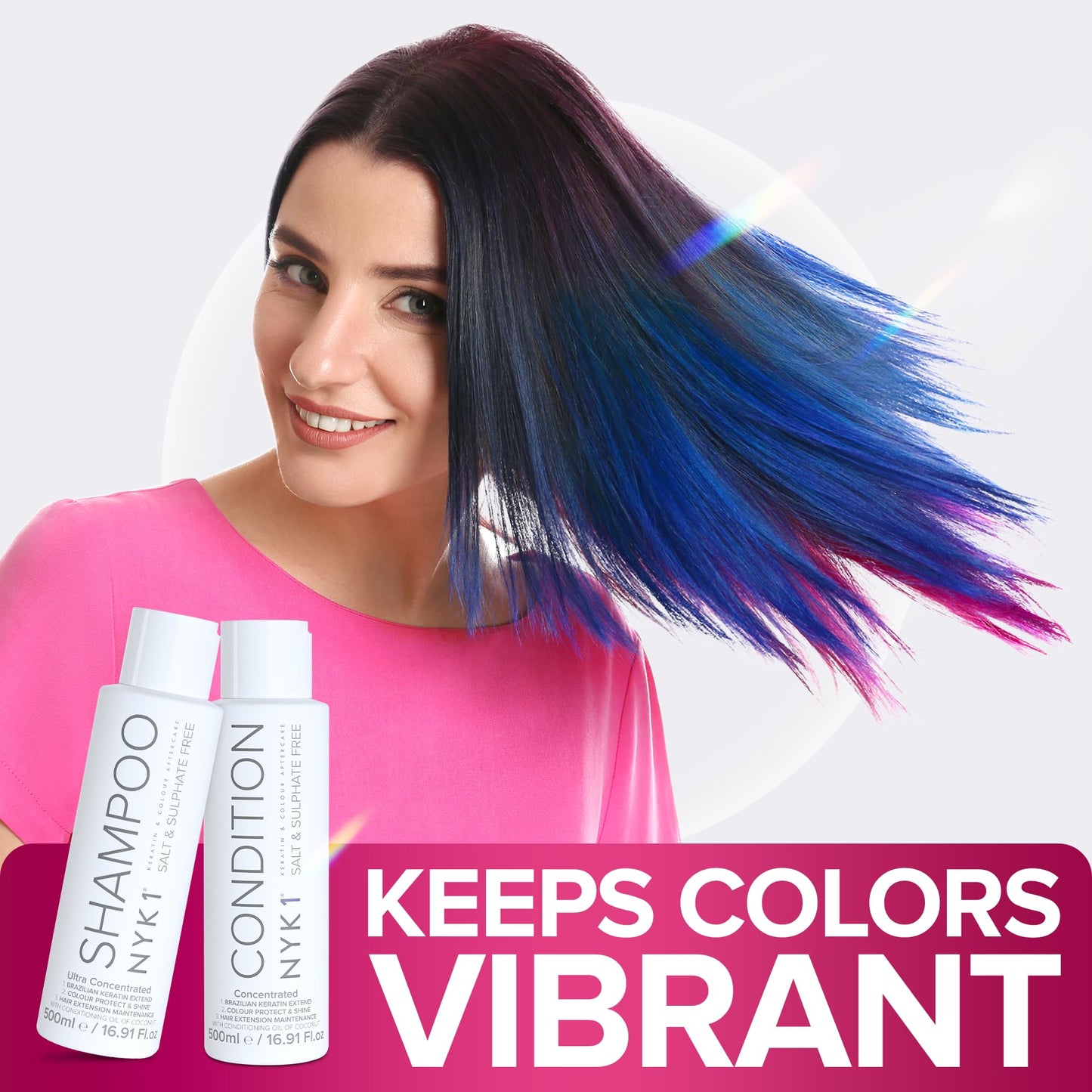 SALT NYK1 Sulfate-Free Shampoo and Conditioner Set for Color-Treated Hair, Extensions and Keratin Treatments (2 x 16.9 Fl Oz)