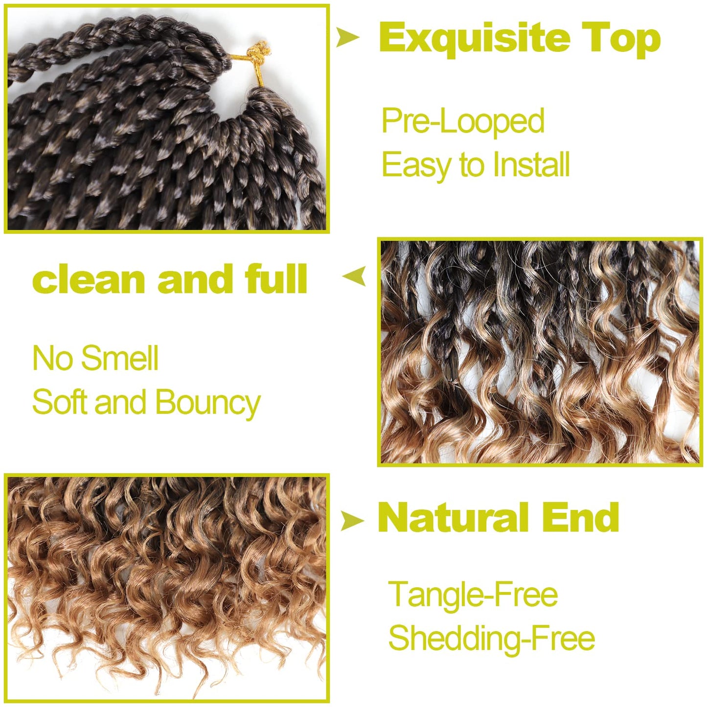 Grey Crochet Hair for Black Women 14 Inch 7 Packs Boho Box Braids Pre Twisted Twist Synthetic Crochet Hair with Curly Ends Goddess Braiding Hair(14 Inch, 7Packs, Gray)