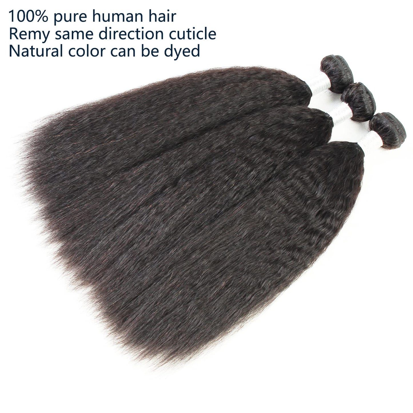 LINYINGYH Kinky-Straight Human Hair 1 Bundle Yaki Straight Bundles 16 inch Brazilian Remy Hair Weave Single Real Unprocessed Virgin Hair One Bundles Natural Color