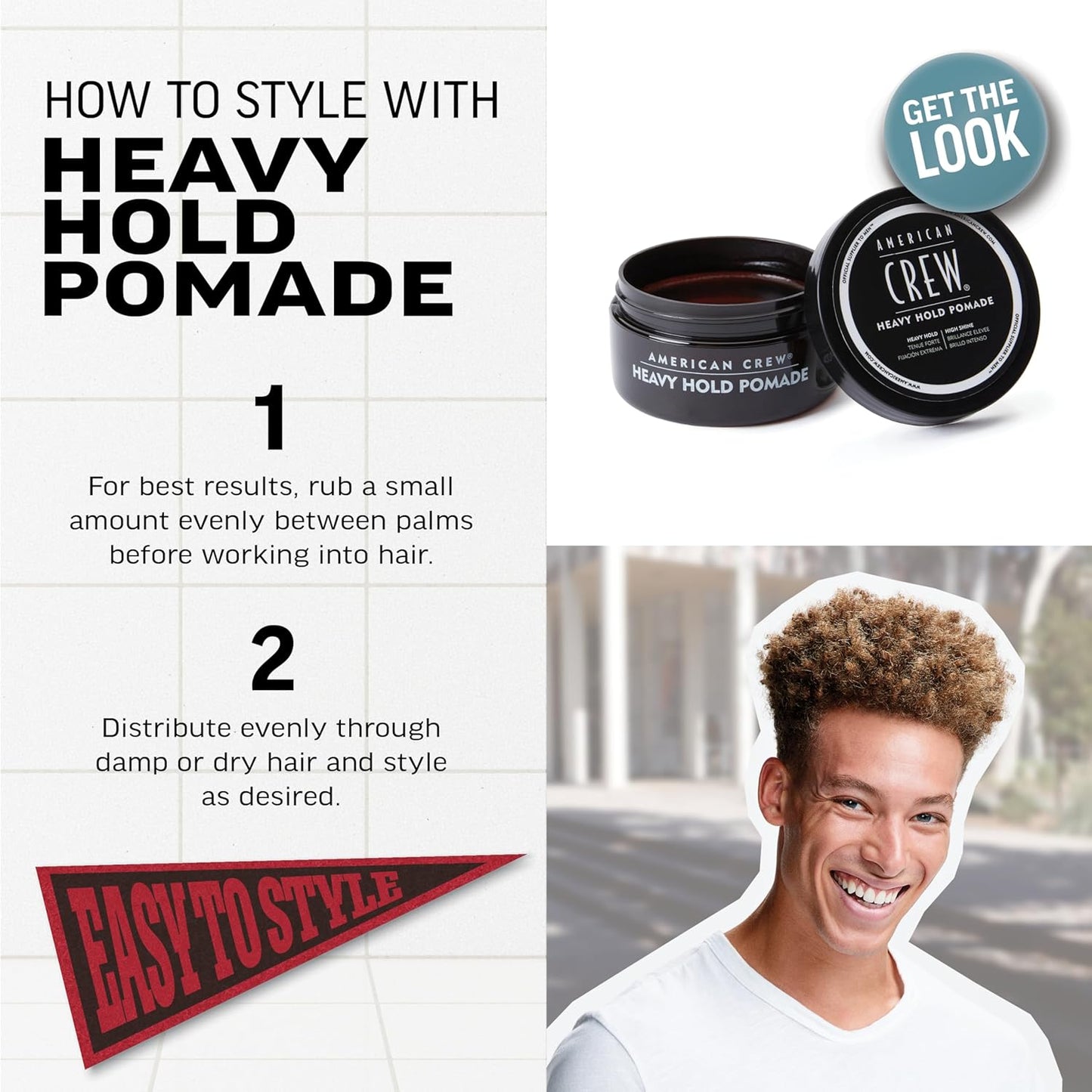 American Crew Men's Hair Pomade - Heavy Hold & High Shine Styling Gel | 3 oz