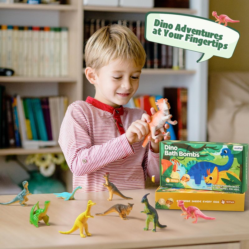 Dinosaur Bath Bombs for Kids with Surprise Inside, 20 Pack Natural Dino Egg Bath Bombs with Exclusive Carnivorous & Herbivorous Dinosaur Toys, Easter Basket Stuffers Easter Gifts for Boys, Girls
