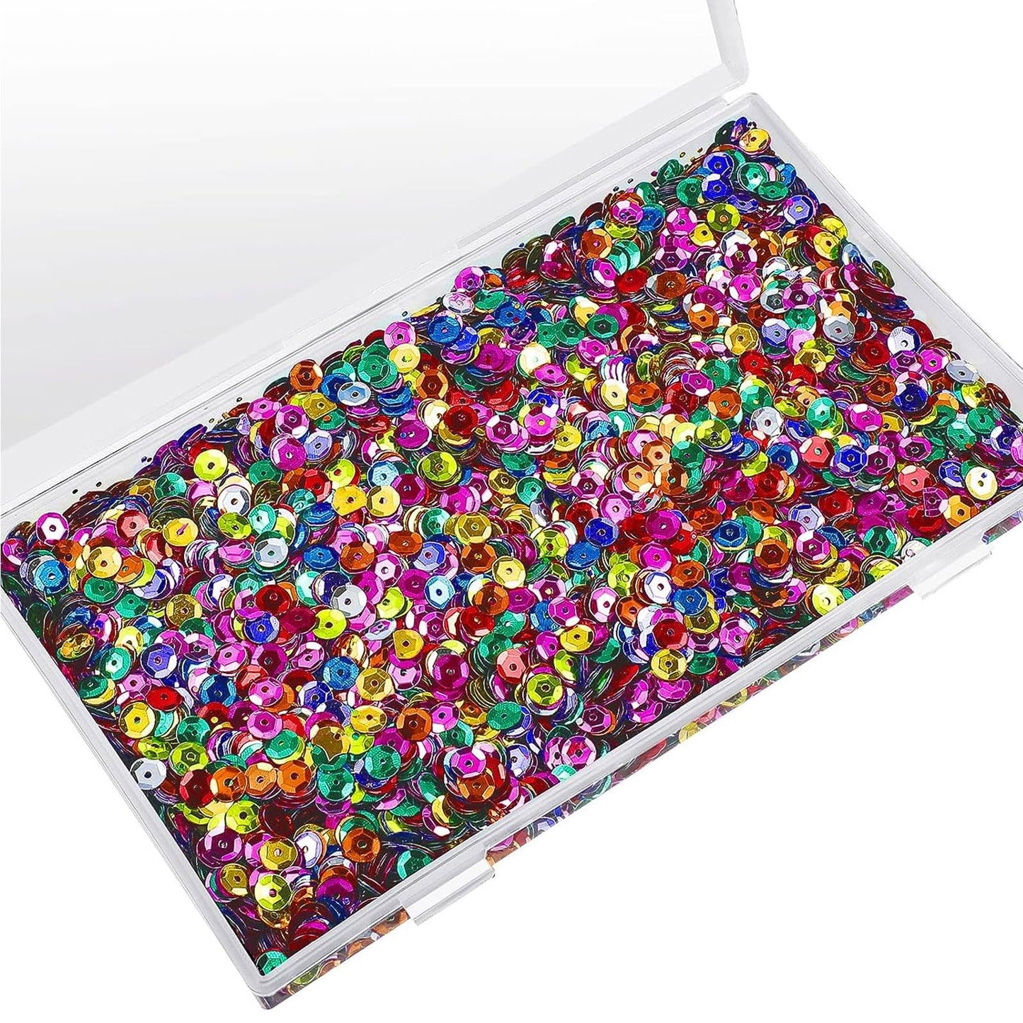 Yuxung 80000 Pcs Bulk Loose 6 mm Round Embroidery Sequins with Holes Rainbow Sequins for Crafts with Storage Box Spangles for Jewelry Making Sewing DIY Art(320 Grams)