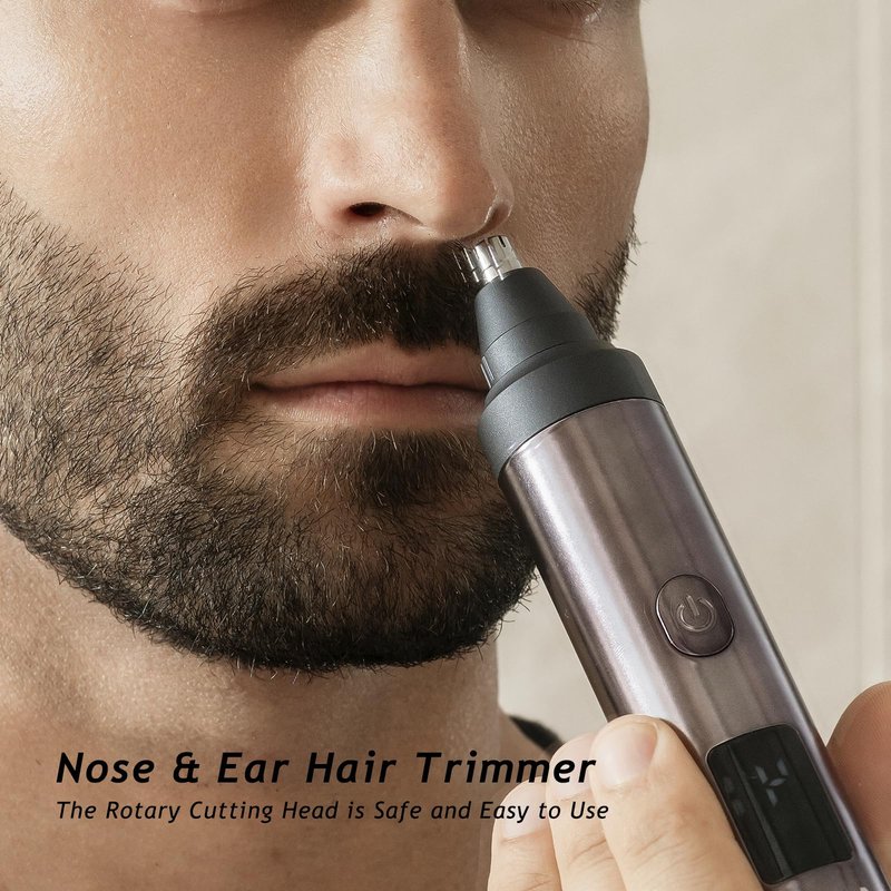 Beard Trimmer for Men, Professional 5-in-1 Hair Clippers with 20 Precision Dial Lengths, Electric Razors for Men IPX7 Waterproof Wet/Dry, USB-C Rechargeable Shaving Set with Dock for Face, Body, Nose