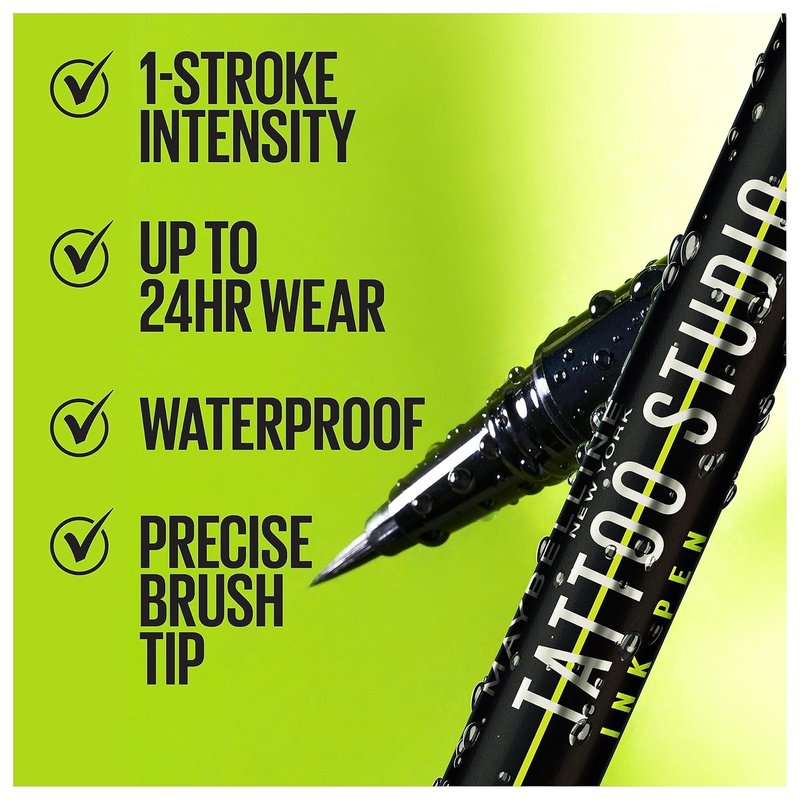 Maybelline Tattoo Studio Liquid Eyeliner - 24-Hour Waterproof & Smudge-Resistant, Brown, 1 Count