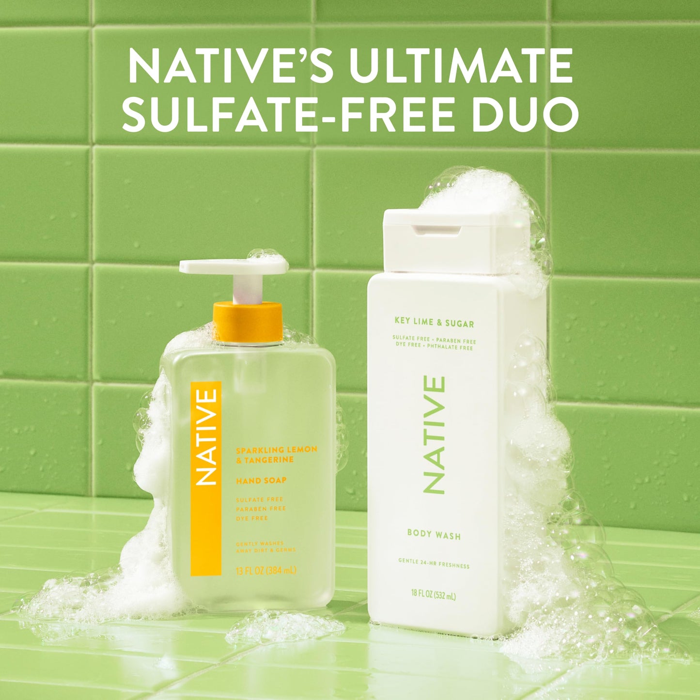 Native Body Wash Contains Naturally Derived Ingredients | For Women & Men, Sulfate, Paraben, & Dye Free Leaving Skin Soft and Hydrated | Key Lime & Sugar 18 oz