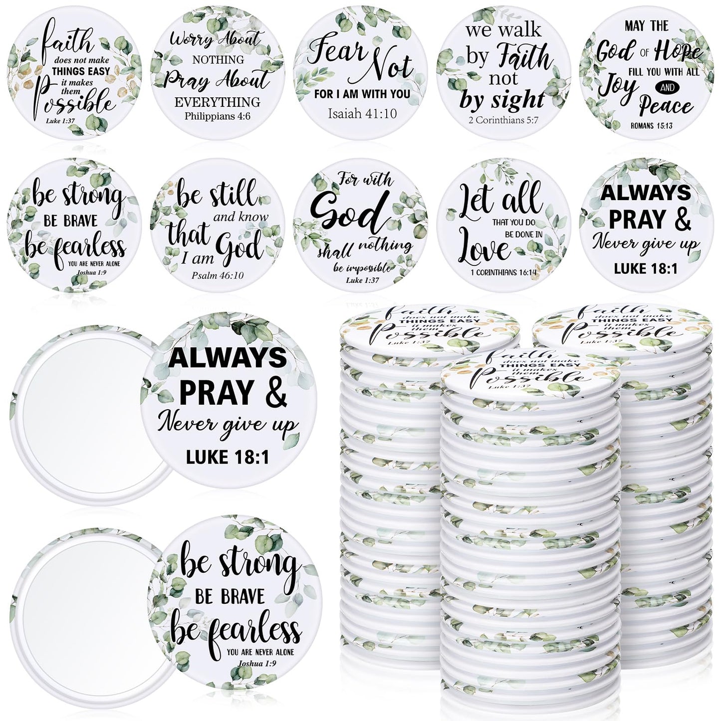 Yaomiao 160 Pcs Christian Gifts Compact Mirror Bulk for Women, Mini Inspirational Bible Verse Scripture Pocket Mirrors, Religious Gift for Women Employee Coworker Sunday Church Party Favor